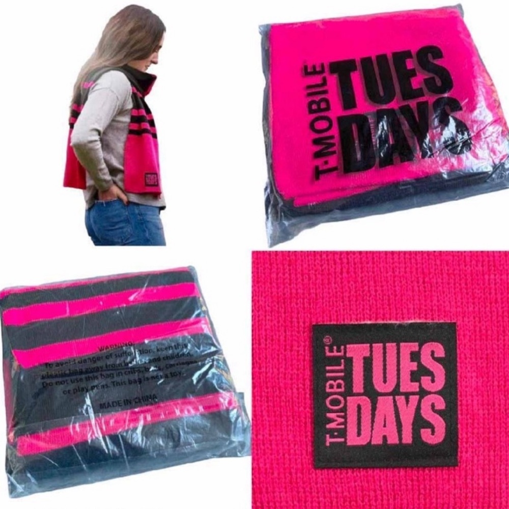 Black & Magenta T-Mobile Tuesday’s Scarf New In Bag - Picture 3 of 16